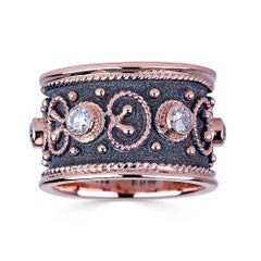 Georgios Collections 18 Karat Rose Gold Diamond Black Rhodium Wide Band Ring