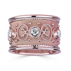 Georgios Collections 18 Karat Rose Gold Diamond Band Ring with Granulation Work