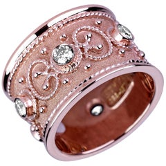 Georgios Collections Bague jonc en or rose 18 carats avec granulation