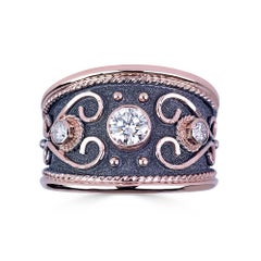 Georgios Collections 18 Karat Rose Gold Diamond Band Ring with Granulation Work