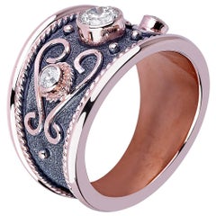 Georgios Collections Bague jonc en or rose 18 carats avec granulation