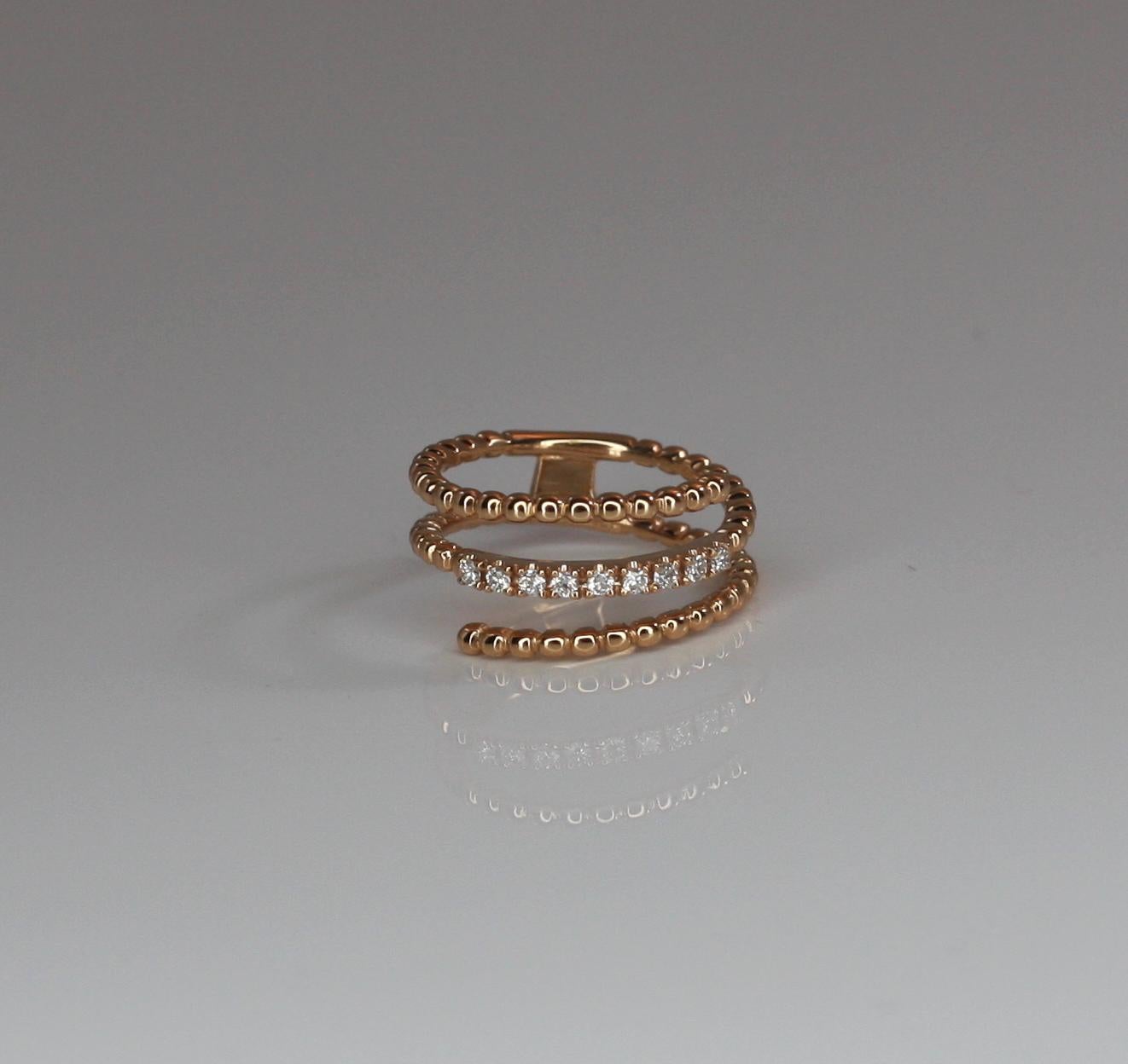 Contemporary Georgios Collections 18 Karat Rose Gold Diamond Triple Wide Bands Ring For Sale