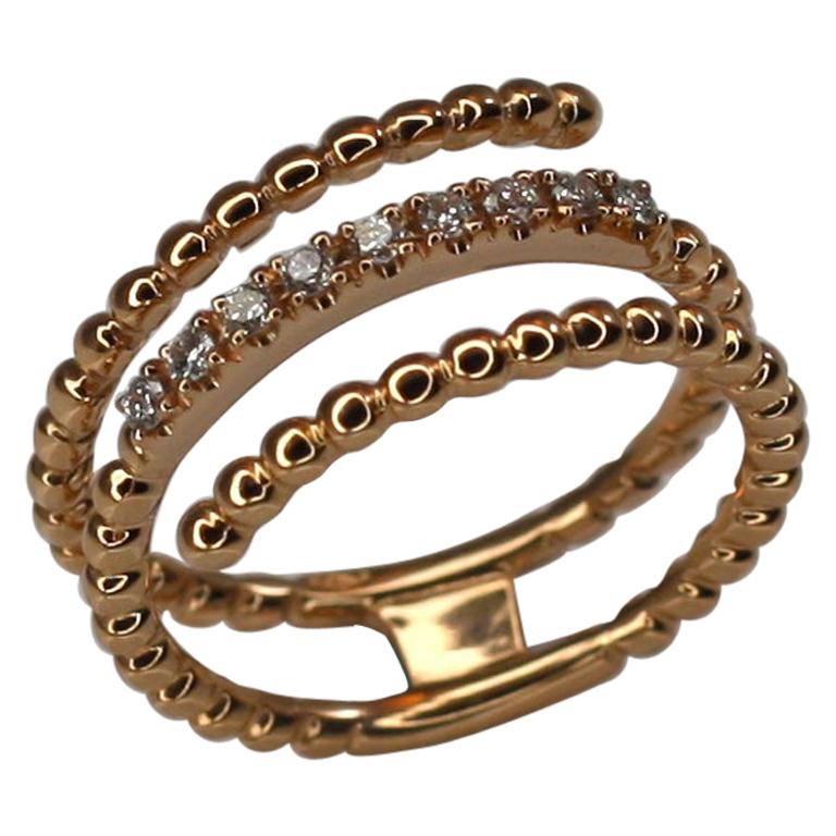 Georgios Collections Bague à trois larges anneaux en or rose 18 carats et diamants