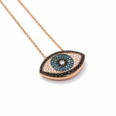 Colgante Georgios Collections Oro Rosa 18 Kilates Mal de Ojo Azul y Diamante Negro