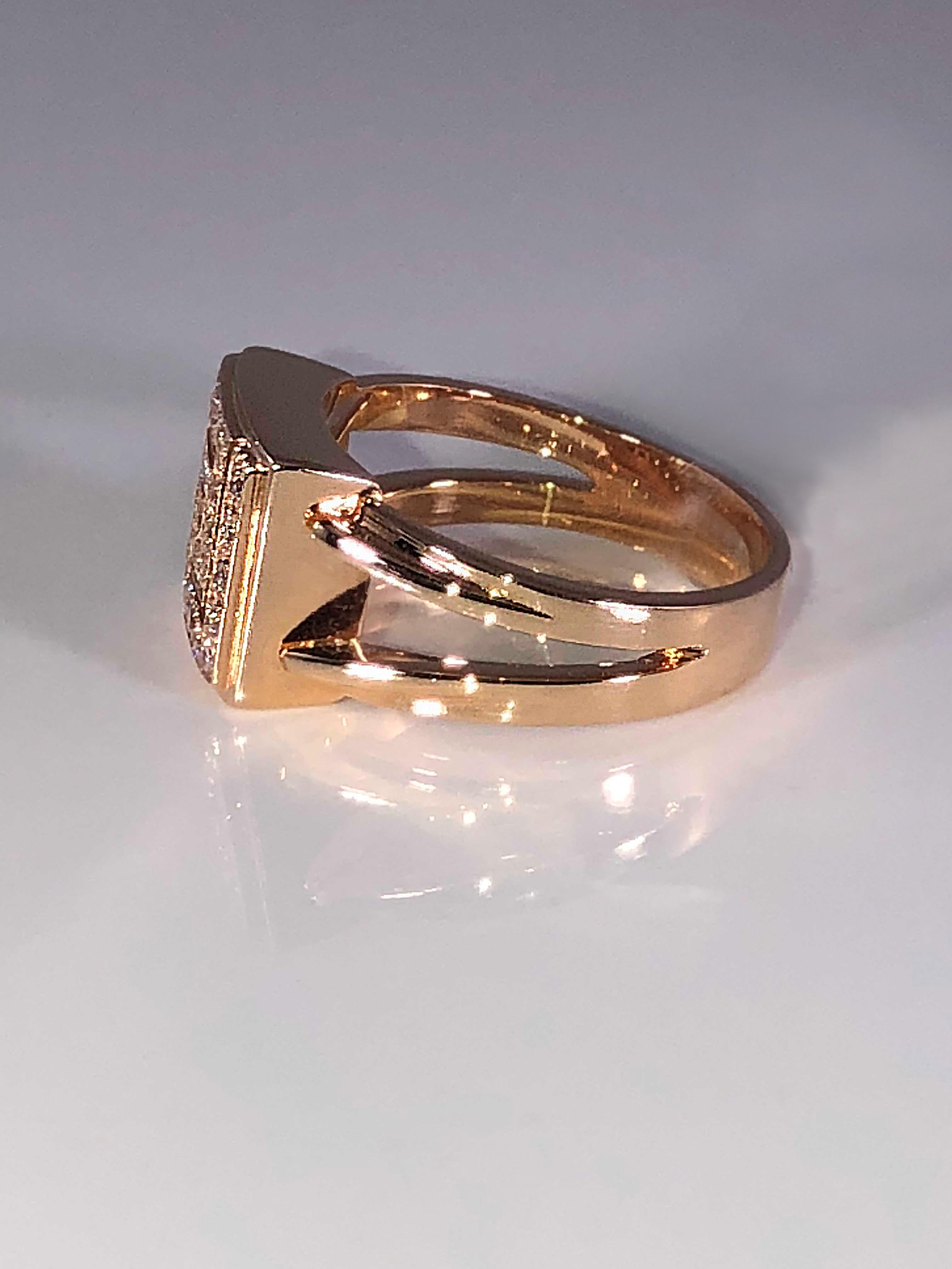 S. Georgios design 18 Karat Rose Gold Ring all handmade with the Greek Key design that symbolizes eternity. It is known as the symbol of long life and is the first geometric design found almost 2000 BC. The gorgeous ring is decorated with White