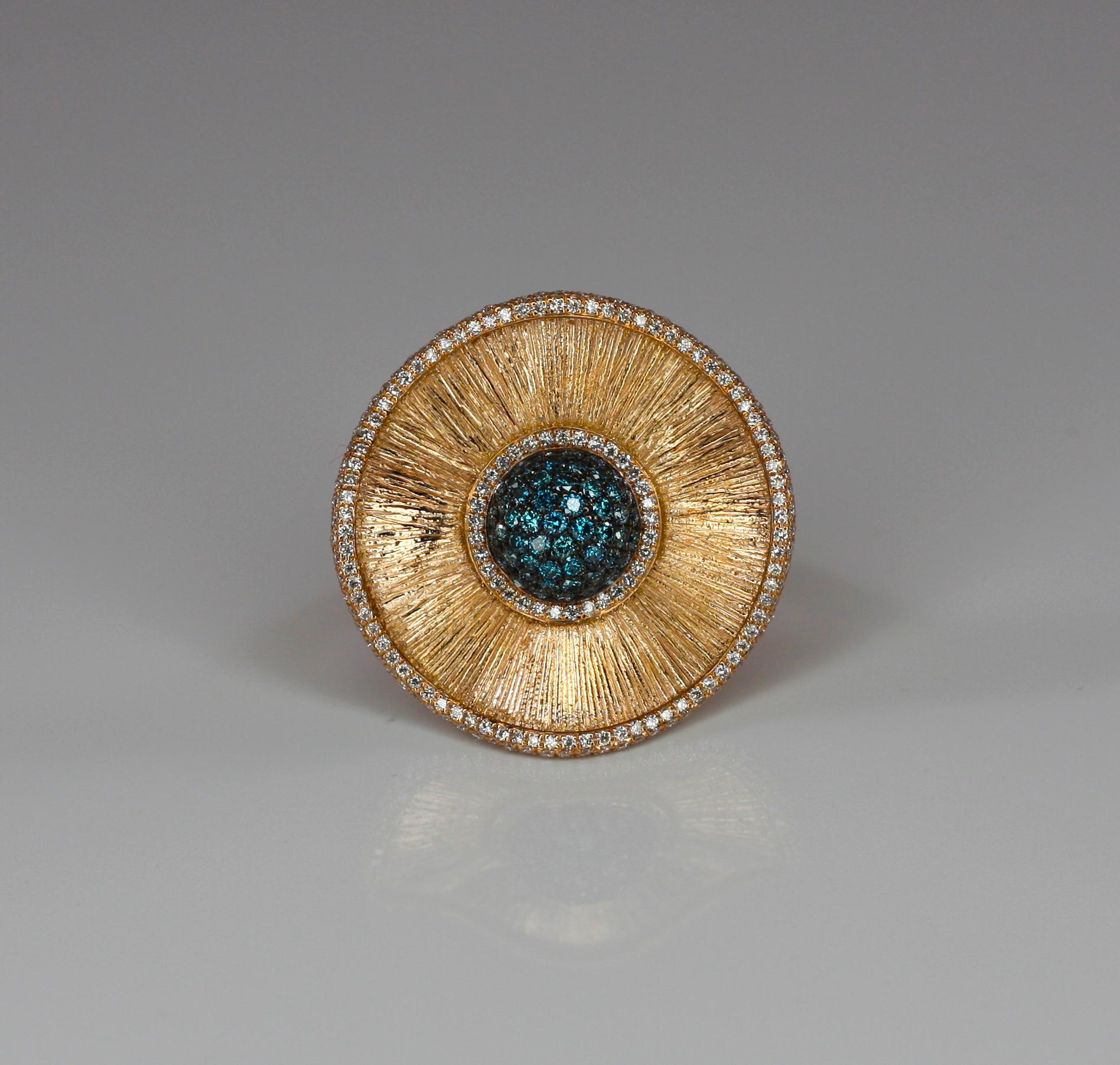 Georgios Collections 18 Karat Roségold Multi Blauer und Weißer Diamant-Ring im Angebot 8