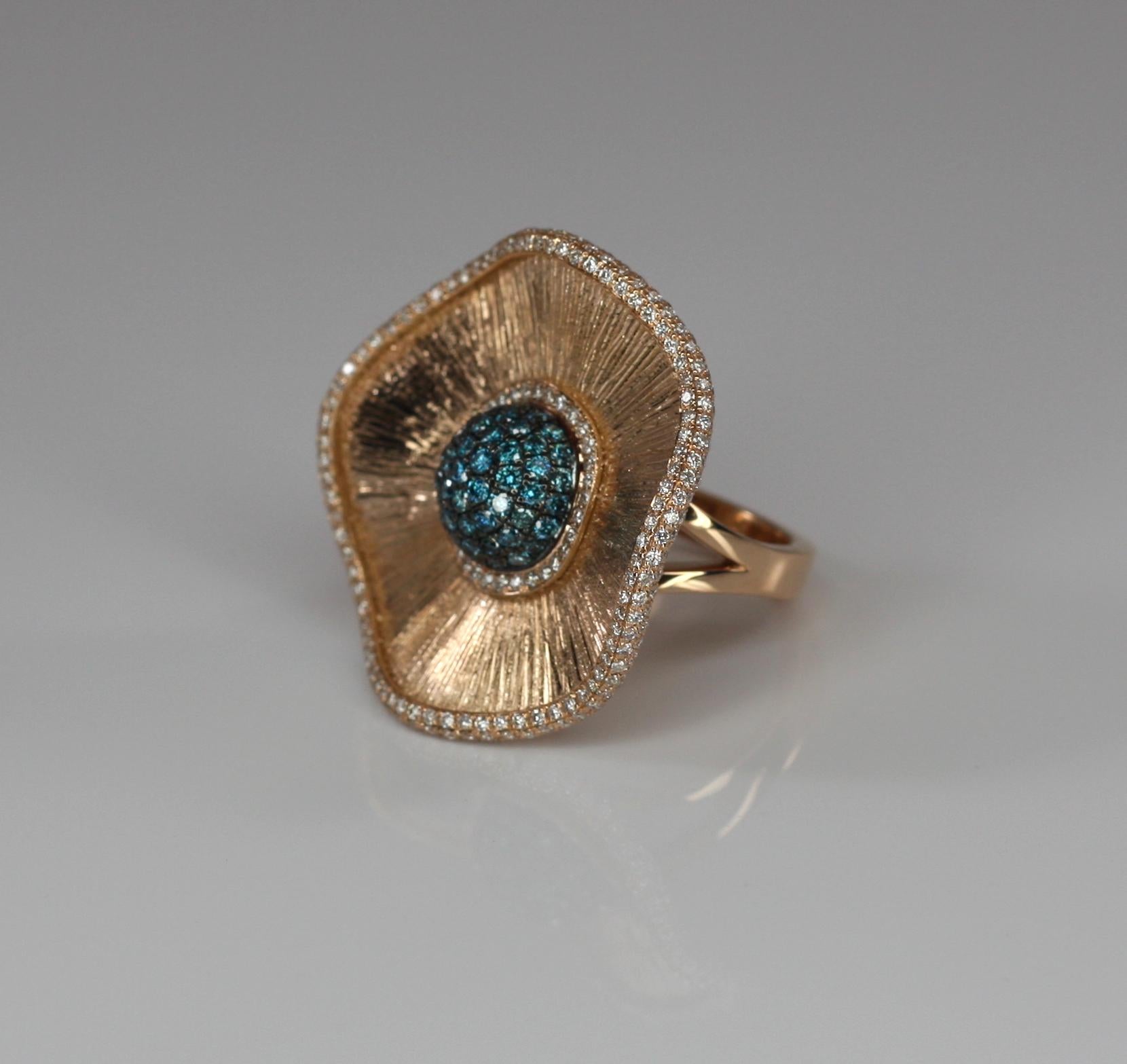 Georgios Collections 18 Karat Roségold Multi Blauer und Weißer Diamant-Ring im Angebot 9