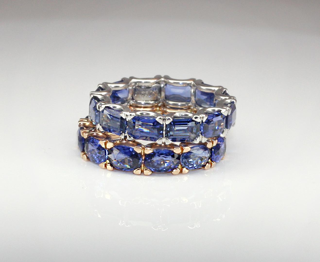 Georgios Collections 18 Karat Rose Gold Natural Blue Sapphire Eternity Band Ring For Sale 6