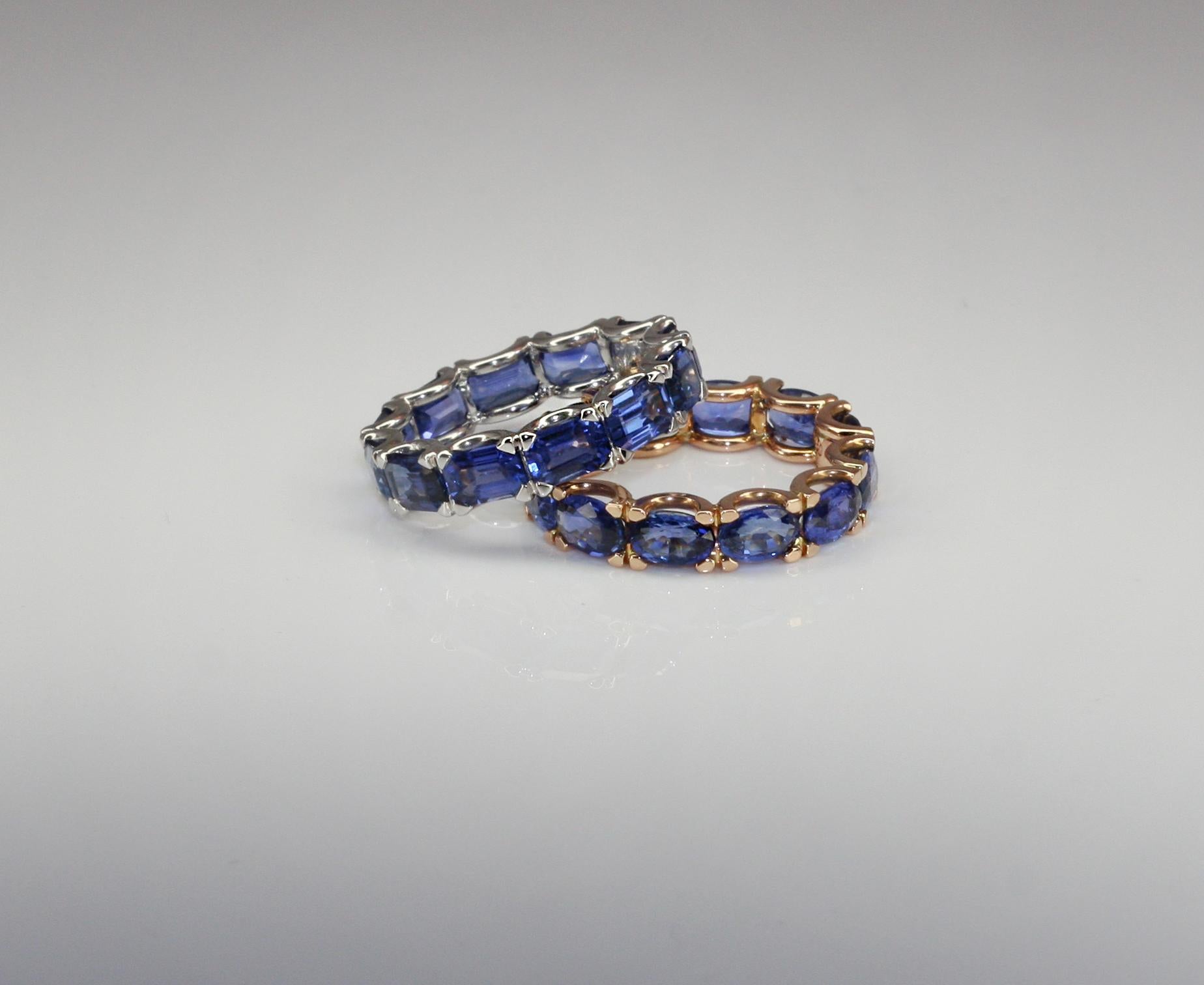 Georgios Collections 18 Karat Rose Gold Natural Blue Sapphire Eternity Band Ring In New Condition For Sale In Astoria, NY