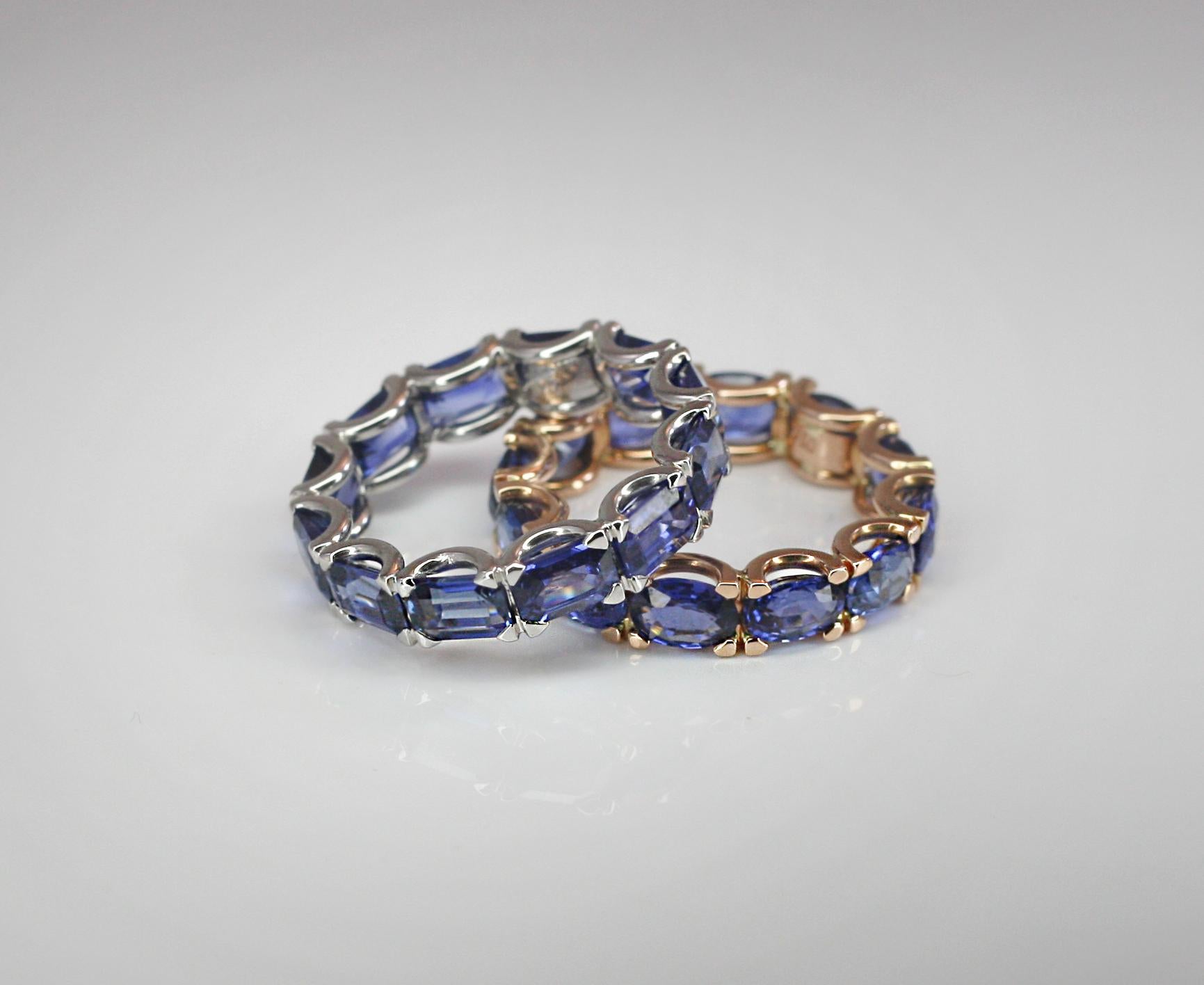 Georgios Collections 18 Karat Rose Gold Natural Blue Sapphire Eternity Band Ring For Sale 1