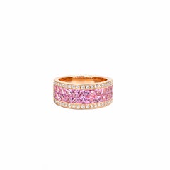 Georgios Collections 18 Karat Rose Gold Pink Sapphire and Diamond Band Ring