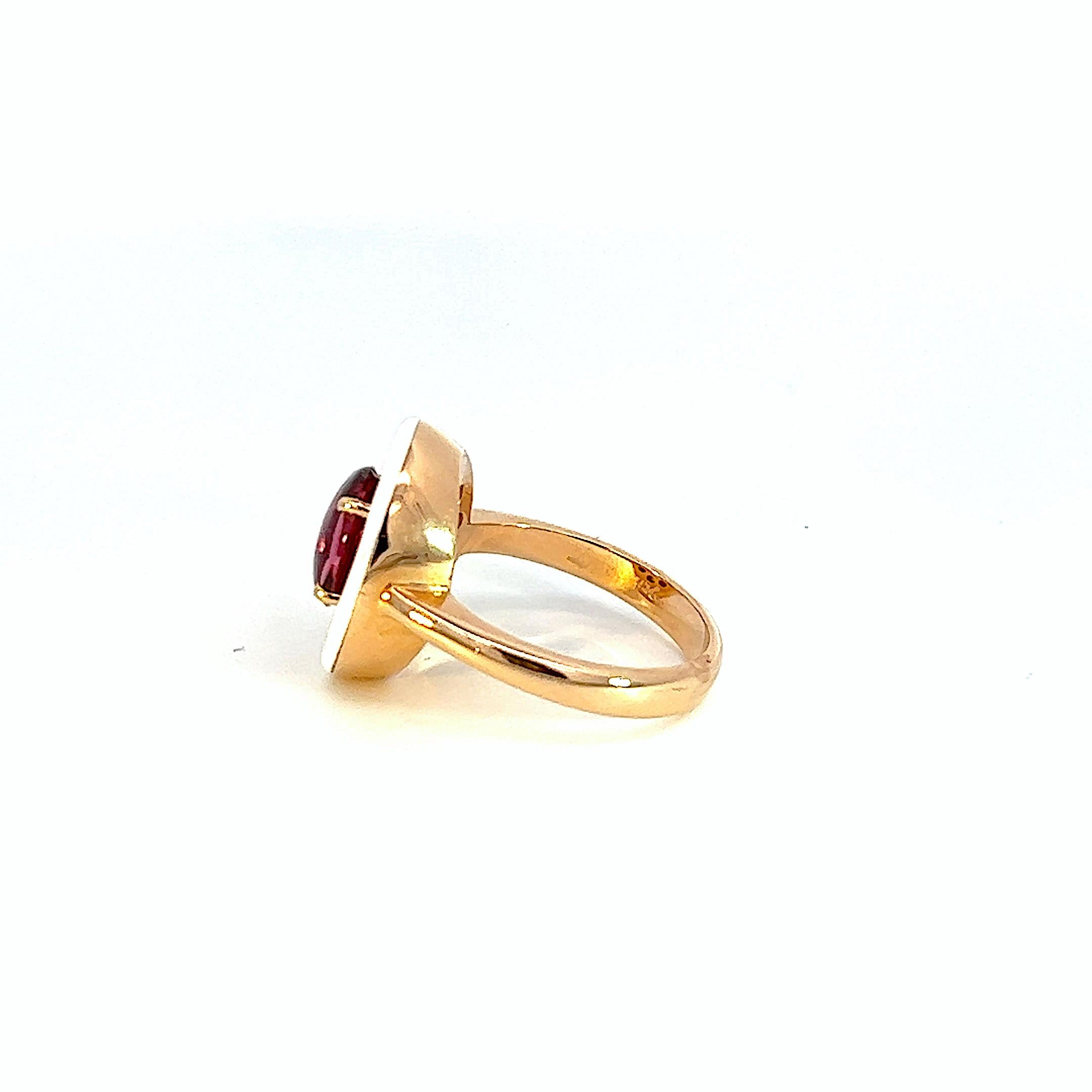 Georgios Collections 18 Karat Rose Gold Pink Tourmaline and Enamel Diamond Ring In New Condition For Sale In Astoria, NY