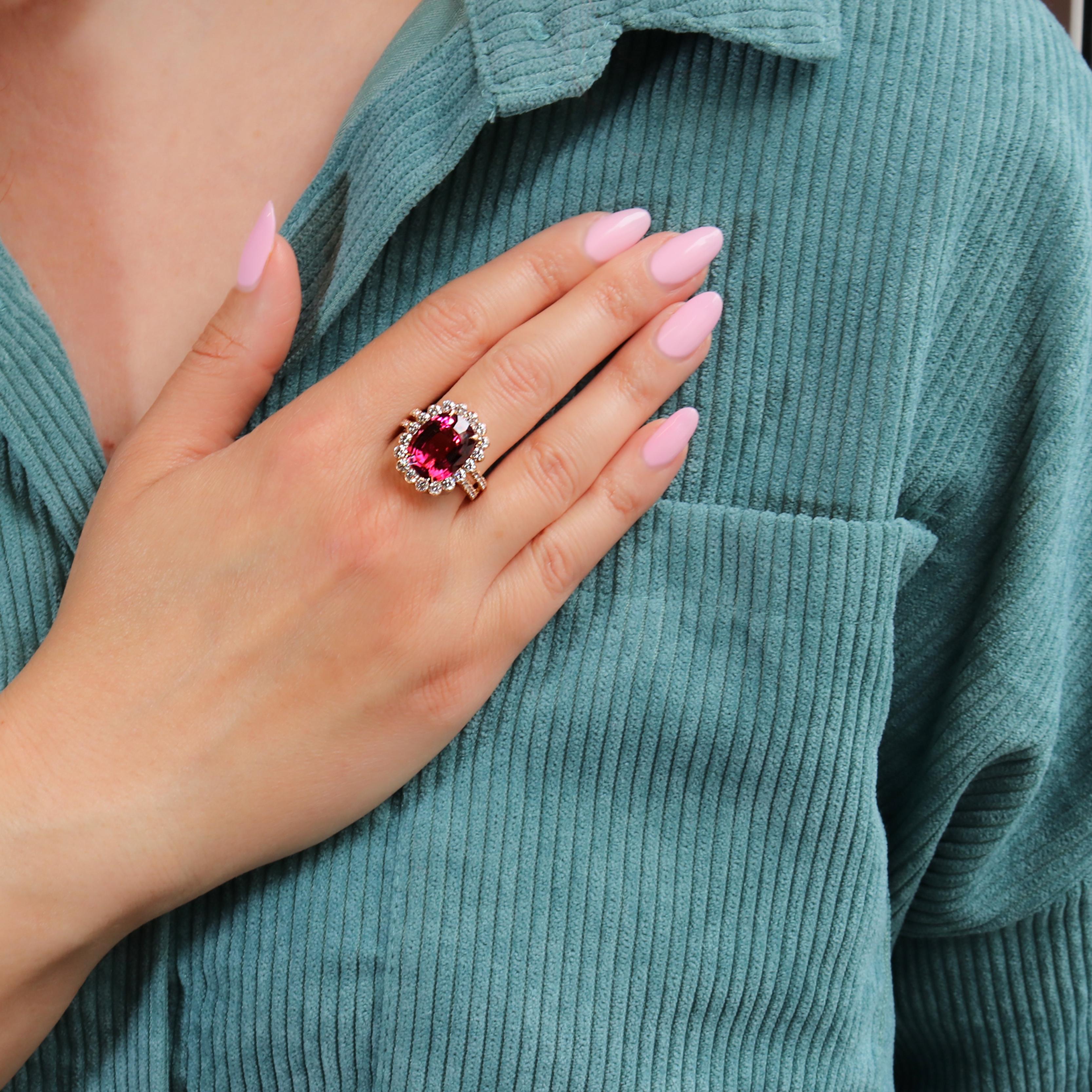 Georgios Collections 18 Karat Rose Gold Pink Tourmaline Diamond Ring For Sale 7