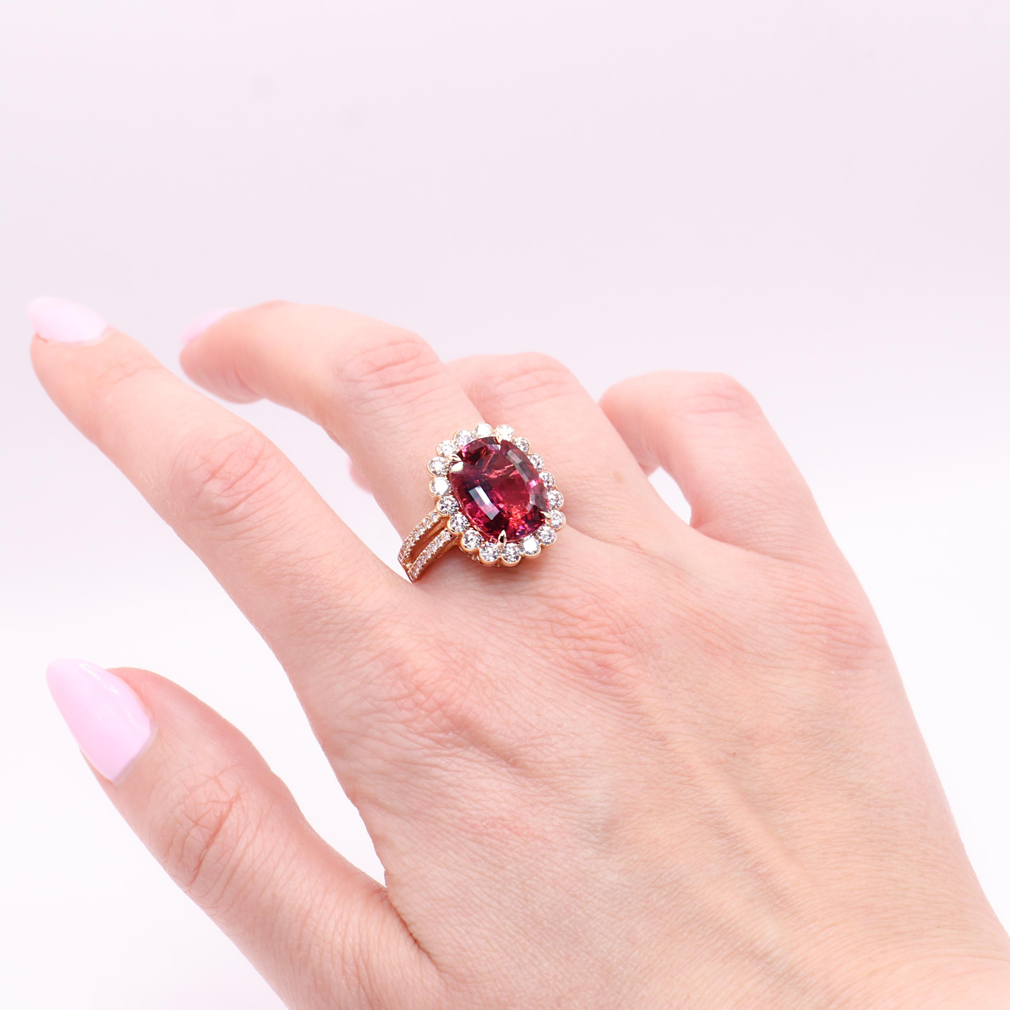 Georgios Collections 18 Karat Rose Gold Pink Tourmaline Diamond Ring For Sale 10