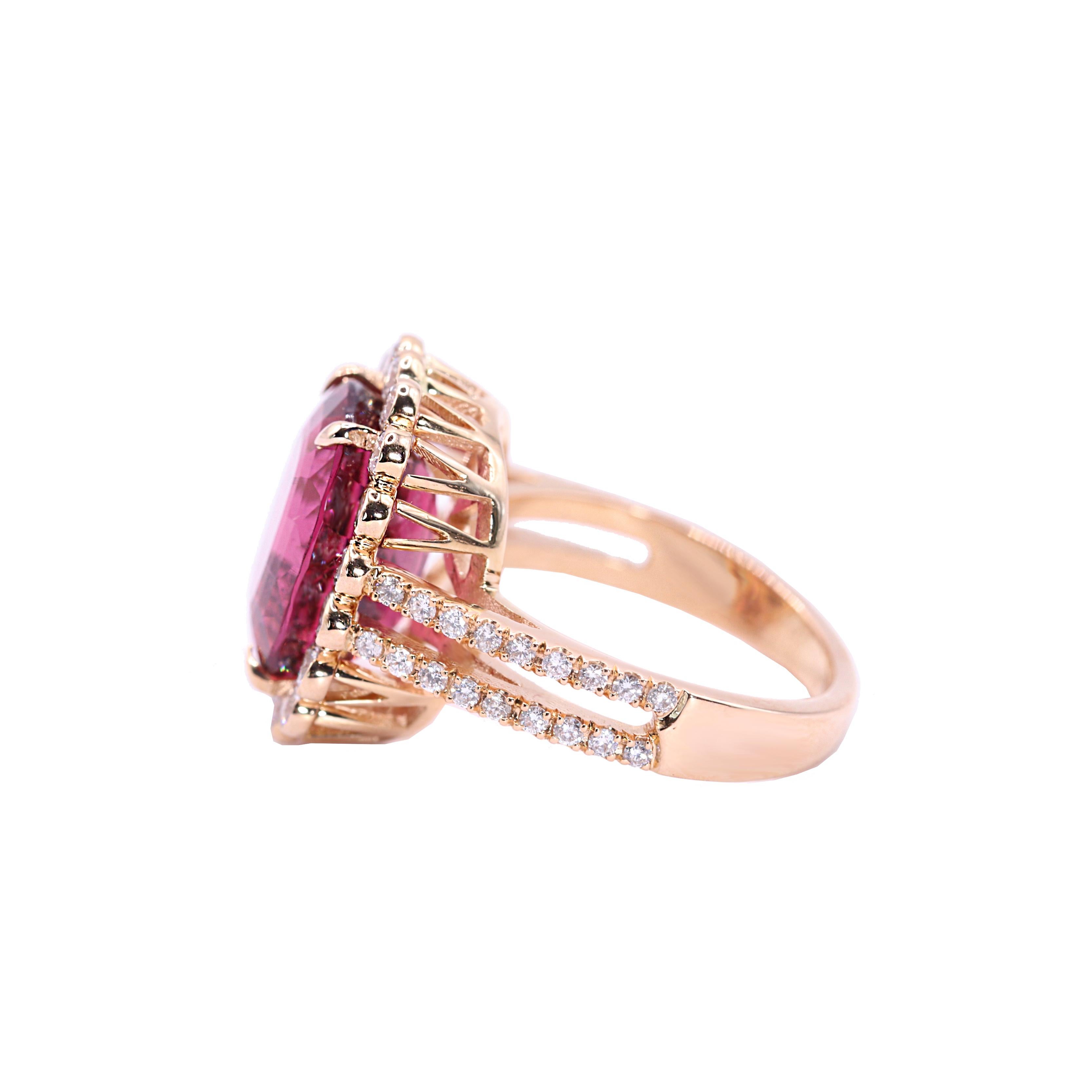 Contemporary Georgios Collections 18 Karat Rose Gold Pink Tourmaline Diamond Ring For Sale