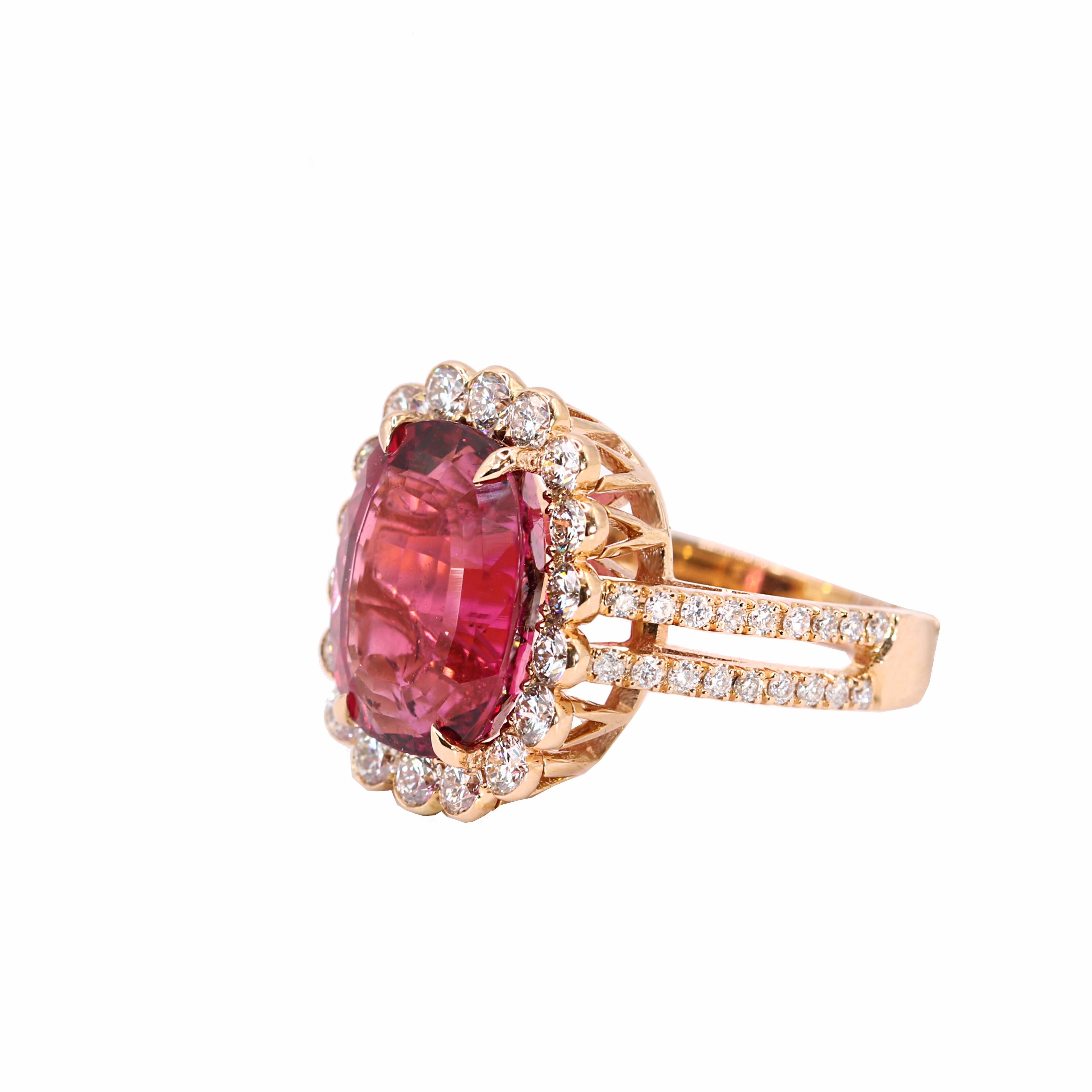 Georgios Collections 18 Karat Rose Gold Pink Tourmaline Diamond Ring In New Condition For Sale In Astoria, NY
