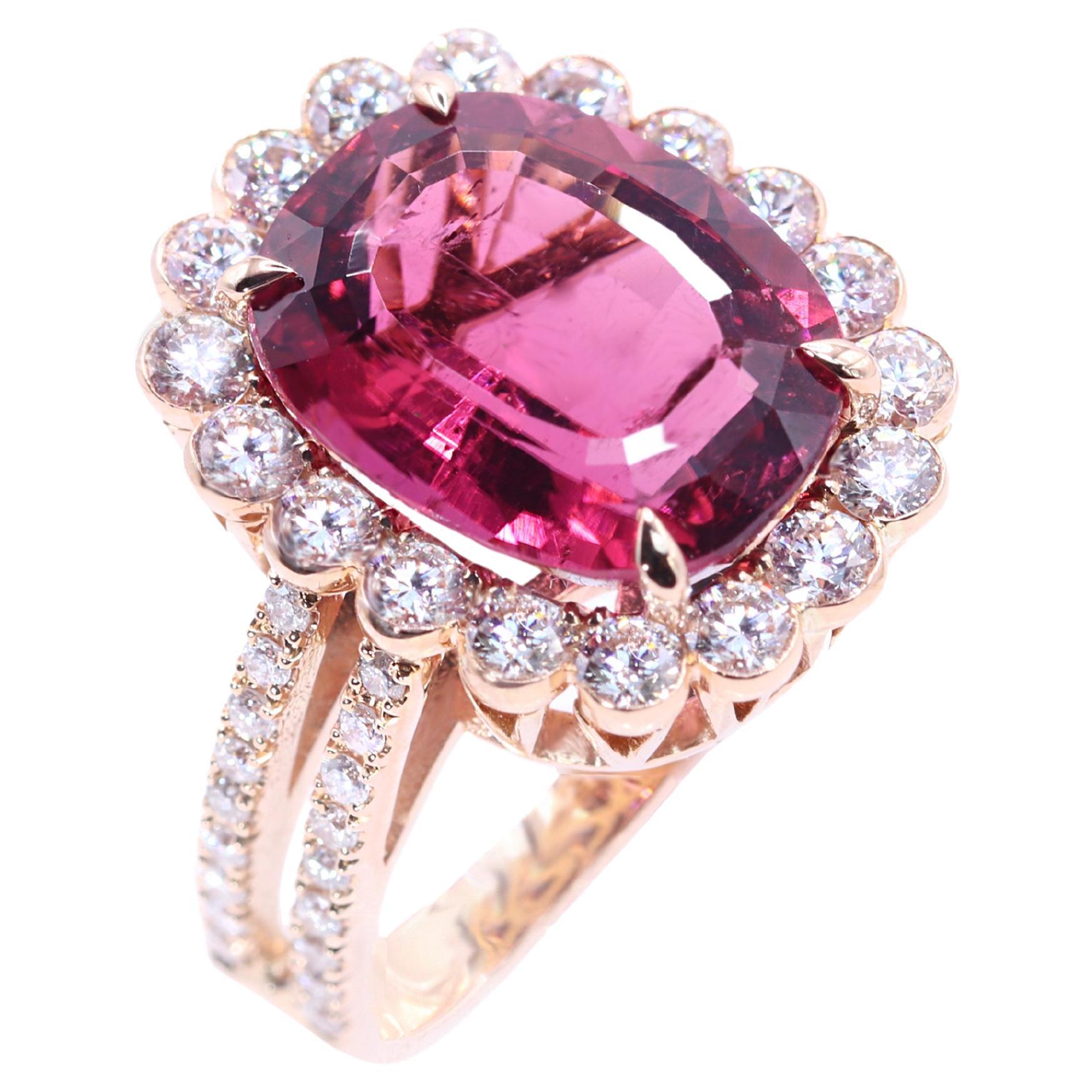 Georgios Collections 18 Karat Rose Gold Pink Tourmaline Diamond Ring