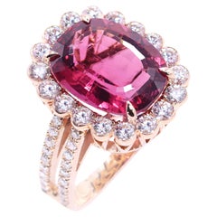 Georgios Collections 18 Karat Rose Gold Pink Tourmaline Diamond Ring