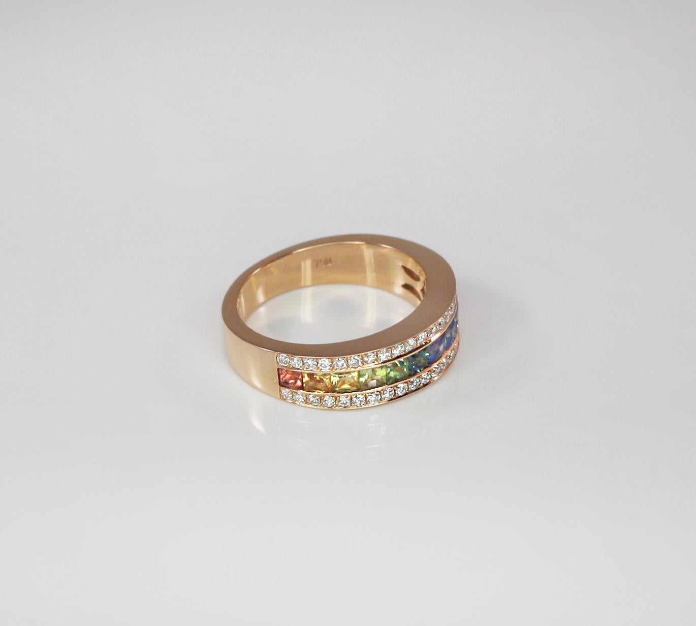 Georgios Collections: 18 Karat Roségold Ring mit Regenbogen-Saphir und Diamant im Angebot 4