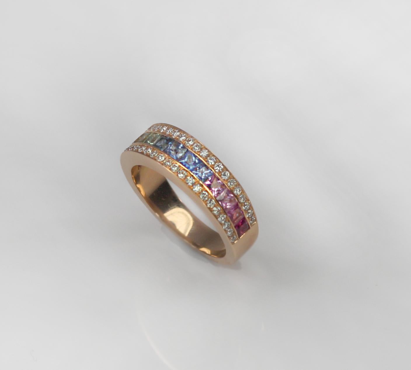 Georgios Collections: 18 Karat Roségold Ring mit Regenbogen-Saphir und Diamant im Angebot 9