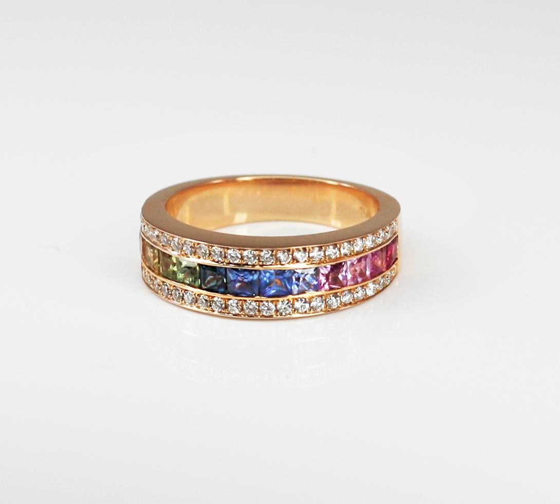Georgios Collections: 18 Karat Roségold Ring mit Regenbogen-Saphir und Diamant im Angebot 10