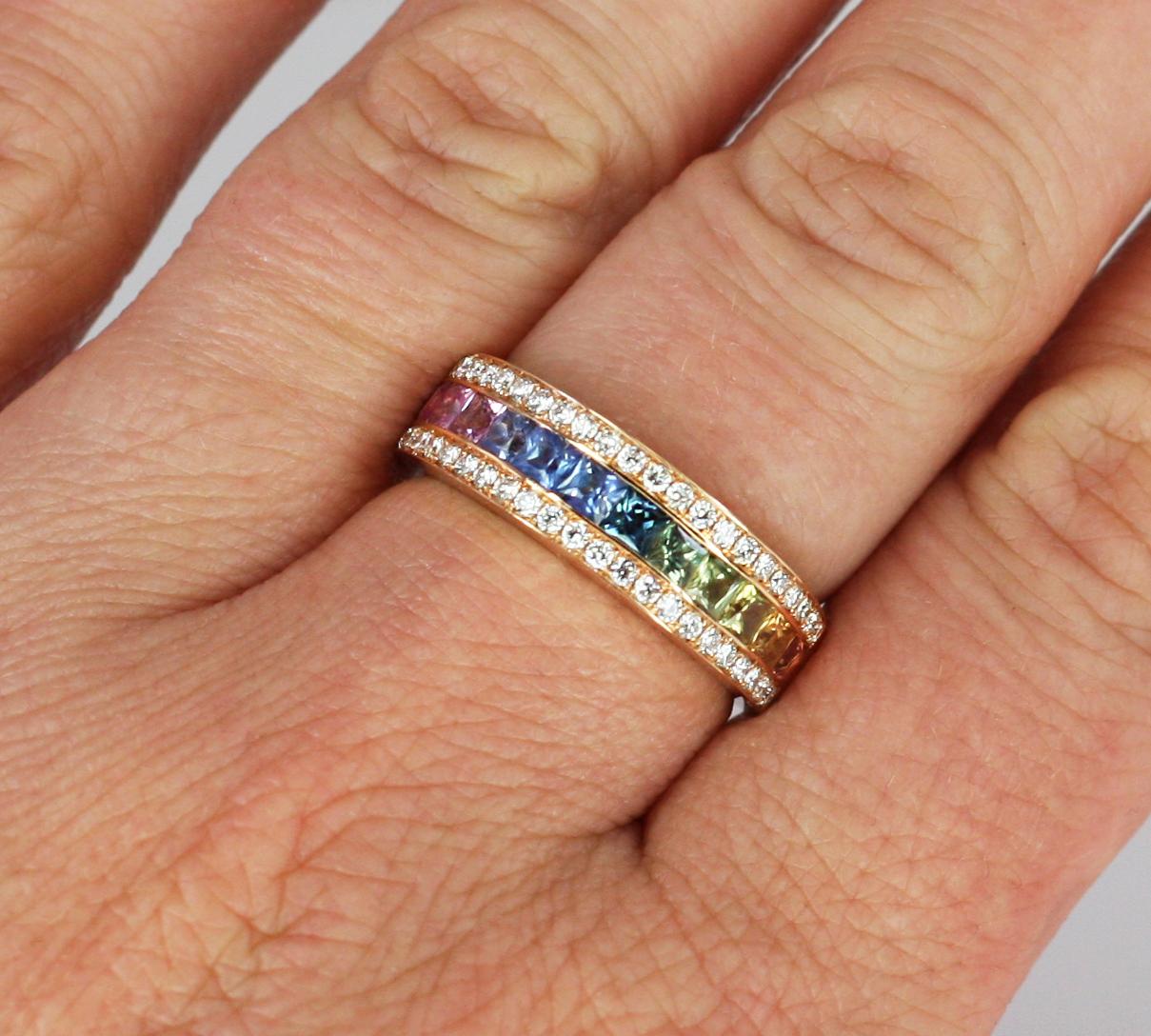 Georgios Collections: 18 Karat Roségold Ring mit Regenbogen-Saphir und Diamant im Angebot 11