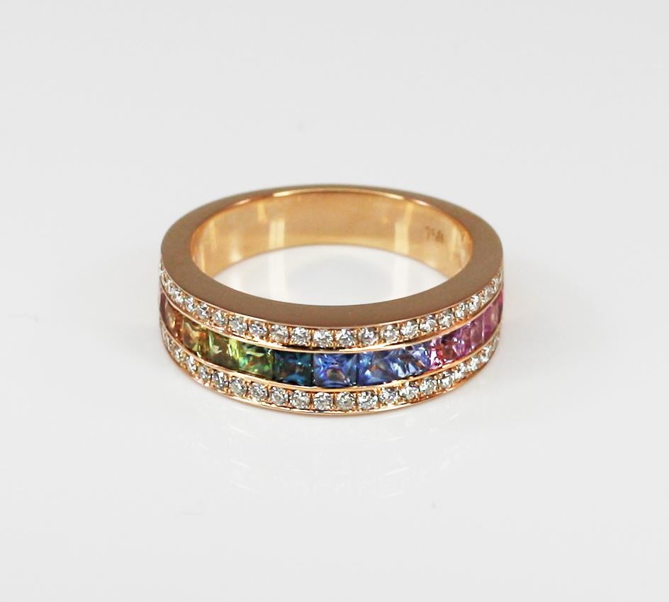 Georgios Collections: 18 Karat Roségold Ring mit Regenbogen-Saphir und Diamant (Zeitgenössisch) im Angebot