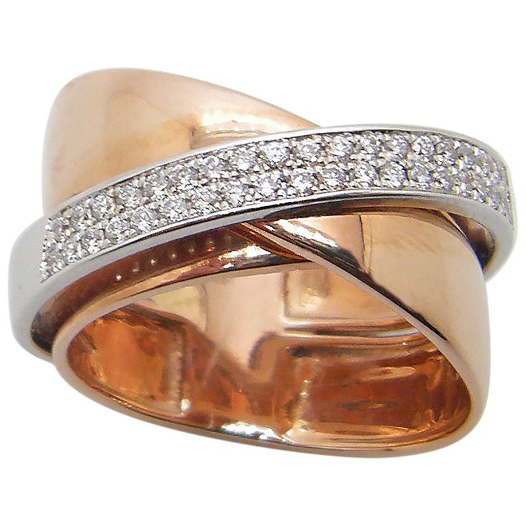 Georgios Collections 18 Karat Rose Gold Two-Tone Diamond Three-Band Ring