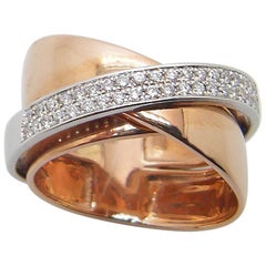 Anello a tre fasce con diamanti bicolore in oro rosa 18 carati Georgios Collections