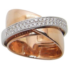 Georgios Collections: 18 Karat Roségold Drei-Band-Ring mit zweifarbigem Diamant