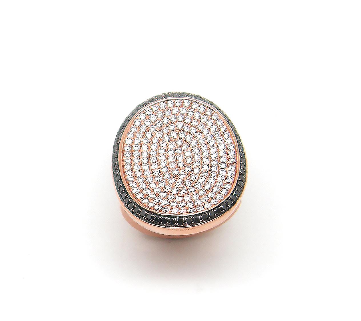 Contemporary Georgios Collections 18 Karat Rose Gold White and Black Diamond Long Wide Ring For Sale