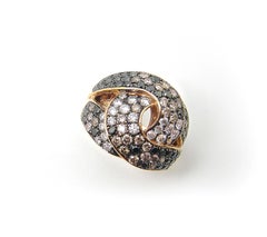 Georgios Collections 18 Karat Rose Gold White Black Brown Diamond Wide Band Ring