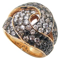 Georgios Collections 18 Karat Rose Gold White Black Brown Diamond Wide Band Ring