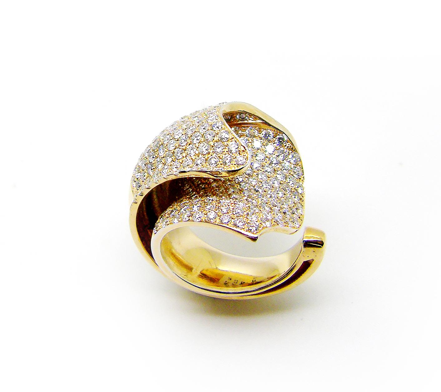 Anello doppio aperto con diamante bianco in oro rosa 18 carati Georgios Collections in vendita 4