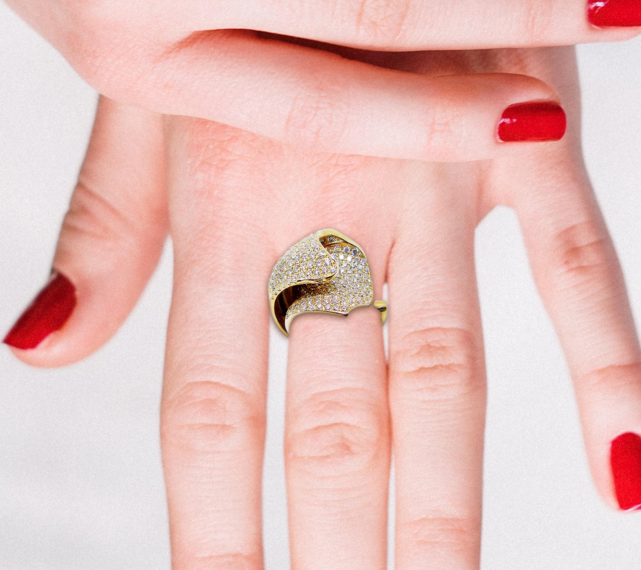 Anello doppio aperto con diamante bianco in oro rosa 18 carati Georgios Collections in vendita 6