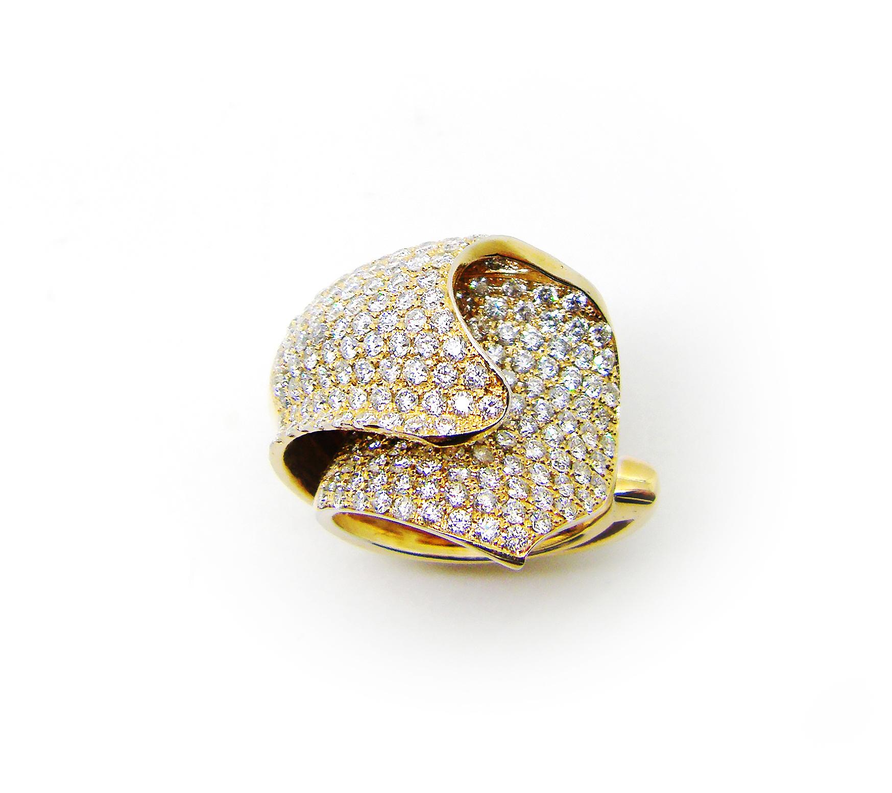 Contemporaneo Anello doppio aperto con diamante bianco in oro rosa 18 carati Georgios Collections in vendita