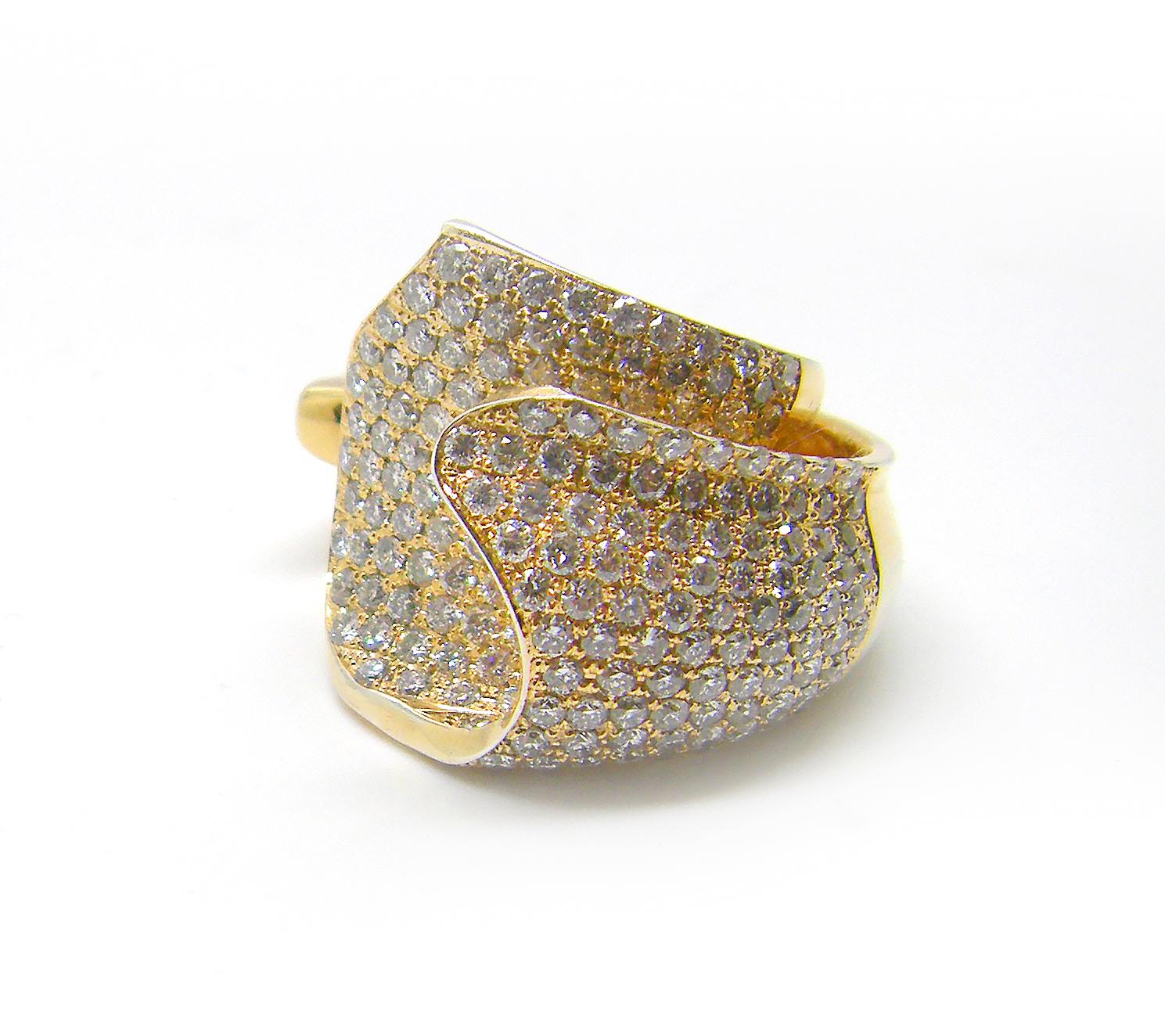 Anello doppio aperto con diamante bianco in oro rosa 18 carati Georgios Collections In condizioni Nuovo in vendita a Astoria, NY