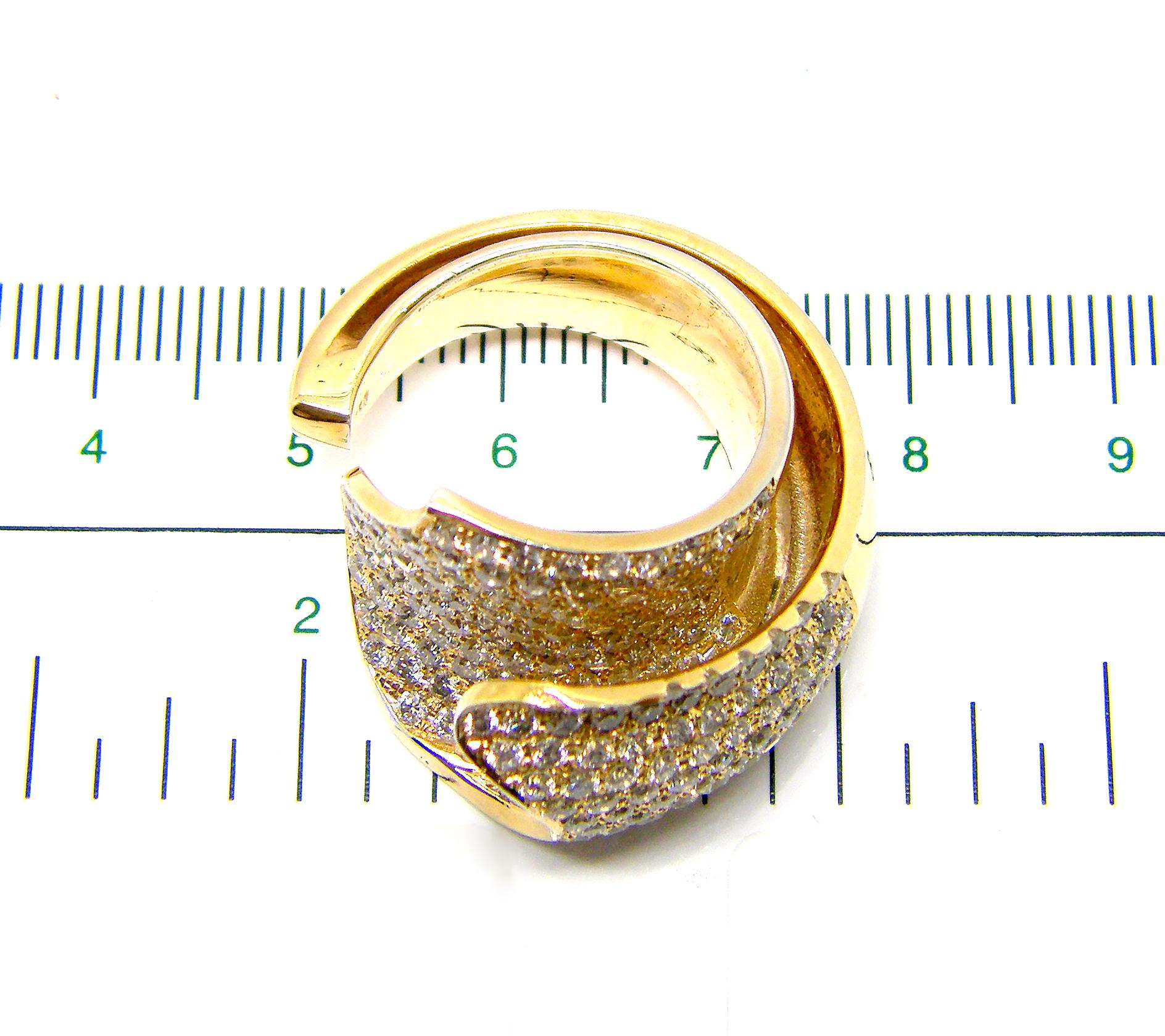 Anello doppio aperto con diamante bianco in oro rosa 18 carati Georgios Collections in vendita 2