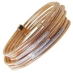 Georgios Collections Pulsera flexible de diamantes en oro blanco rosa de 18 quilates