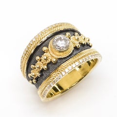 Georgios Collections 18 Karat Solitaire Diamond Two-Tone Band Ring with Rhodium