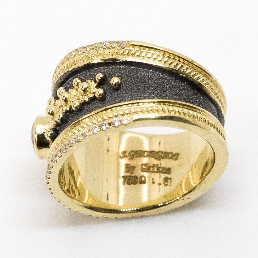Georgios Kollektionen 18 Karat Solitär-Diamant-Ring mit zweifarbigem Rhodium im Zustand „Neu“ im Angebot in Astoria, NY