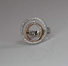 Georgios Collections 18 Karat White and Rose Gold Round Diamond Bezel Ring