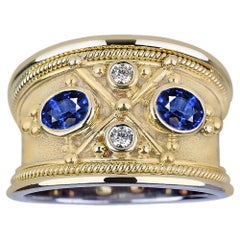 Georgios Collections 18 Karat White and Yellow Gold Diamond and Tanzanite Ring