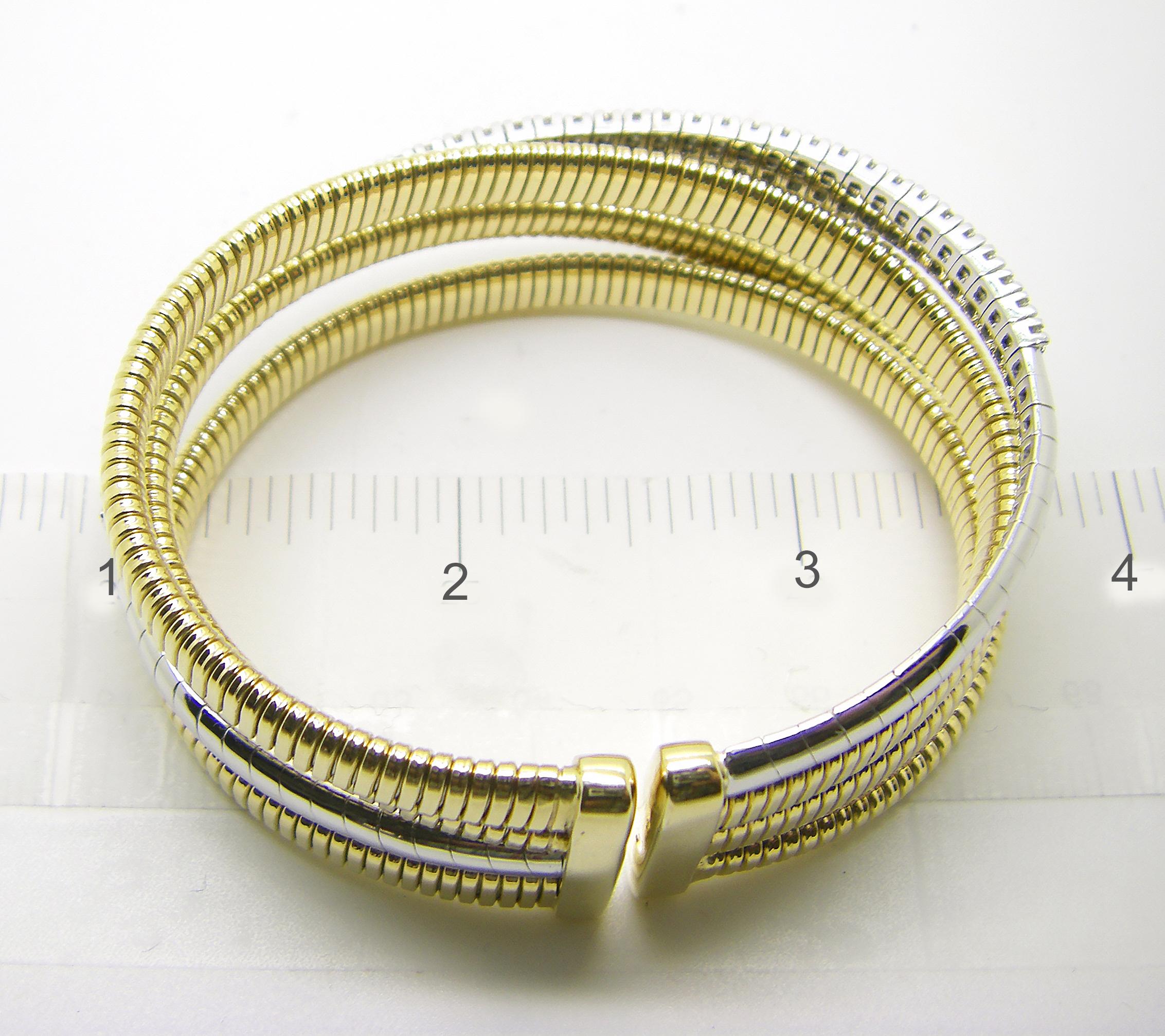 Georgios Collections Bracelet manchette en or blanc et jaune 18 carats avec diamants en vente 1