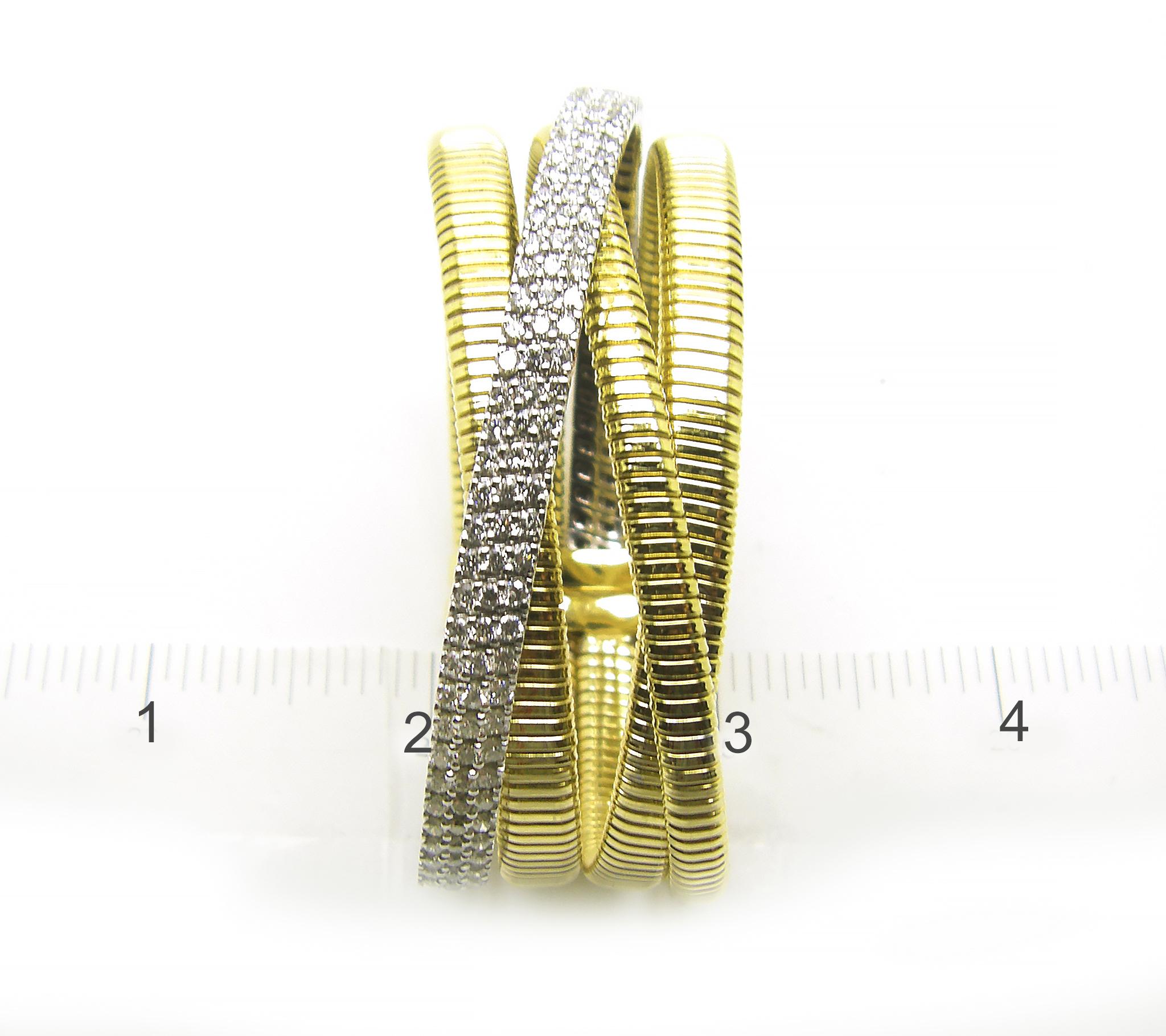 Georgios Collections Bracelet manchette en or blanc et jaune 18 carats avec diamants en vente 2