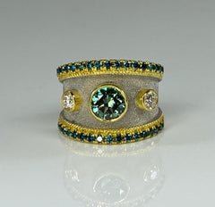 Georgios Collections 18 Karat White and Yellow Gold Solitaire Blue Diamond Ring