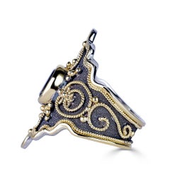 Georgios Collections 18 Karat White and Yellow Gold Rhodium Tanzanite Wide Ring