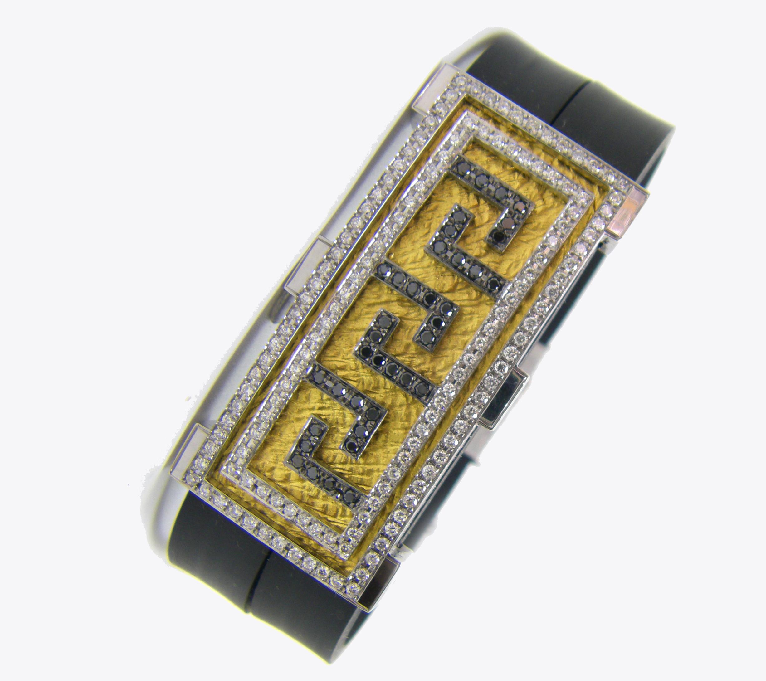 Georgios Collections Armband aus 18 Karat Weißgold mit schwarzen, braunen und weißen Diamanten im Angebot 1