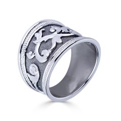 Georgios Collections 18 Karat White Gold Black Rhodium Byzantine Wide Band Ring