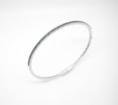 Georgios Collections 18 Karat White Gold and Blue Diamond Thin Bangle Bracelet